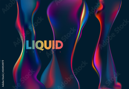 Abstract liquid holographic shape. Colorful fluid design elements.