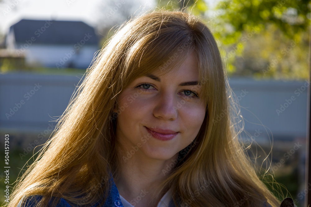 Beautiful blonde Ukrainian girl smiling Beautiful blonde Ukrainian girl smiling