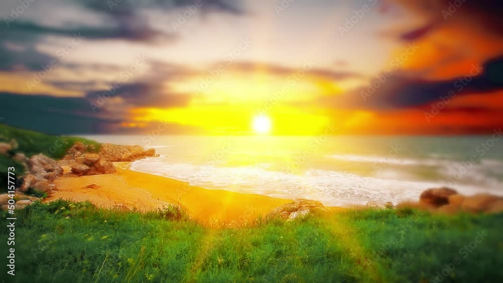 green hills, maritime bay. slow motion