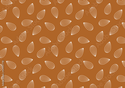 Almond vector. Almond pattern wallpaper. Almond doodle symbol.
