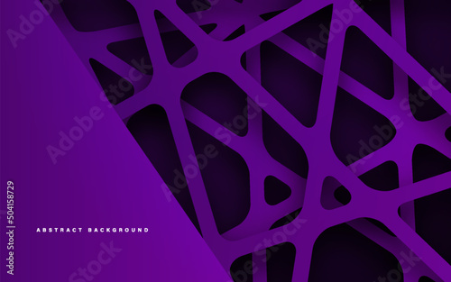 Abstract spider net deep purple background vector papercut style