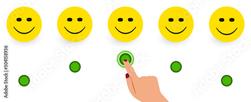 customer satisfaction concept.Customer service evaluation and satisfaction survey.happy face selected.