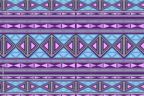 Pattern in purple-pink tones Use geometric shapes in design. can be used In the textile industry such as pillows, curtains, blankets, scarves, trendy patterns similar to tribal styles.
