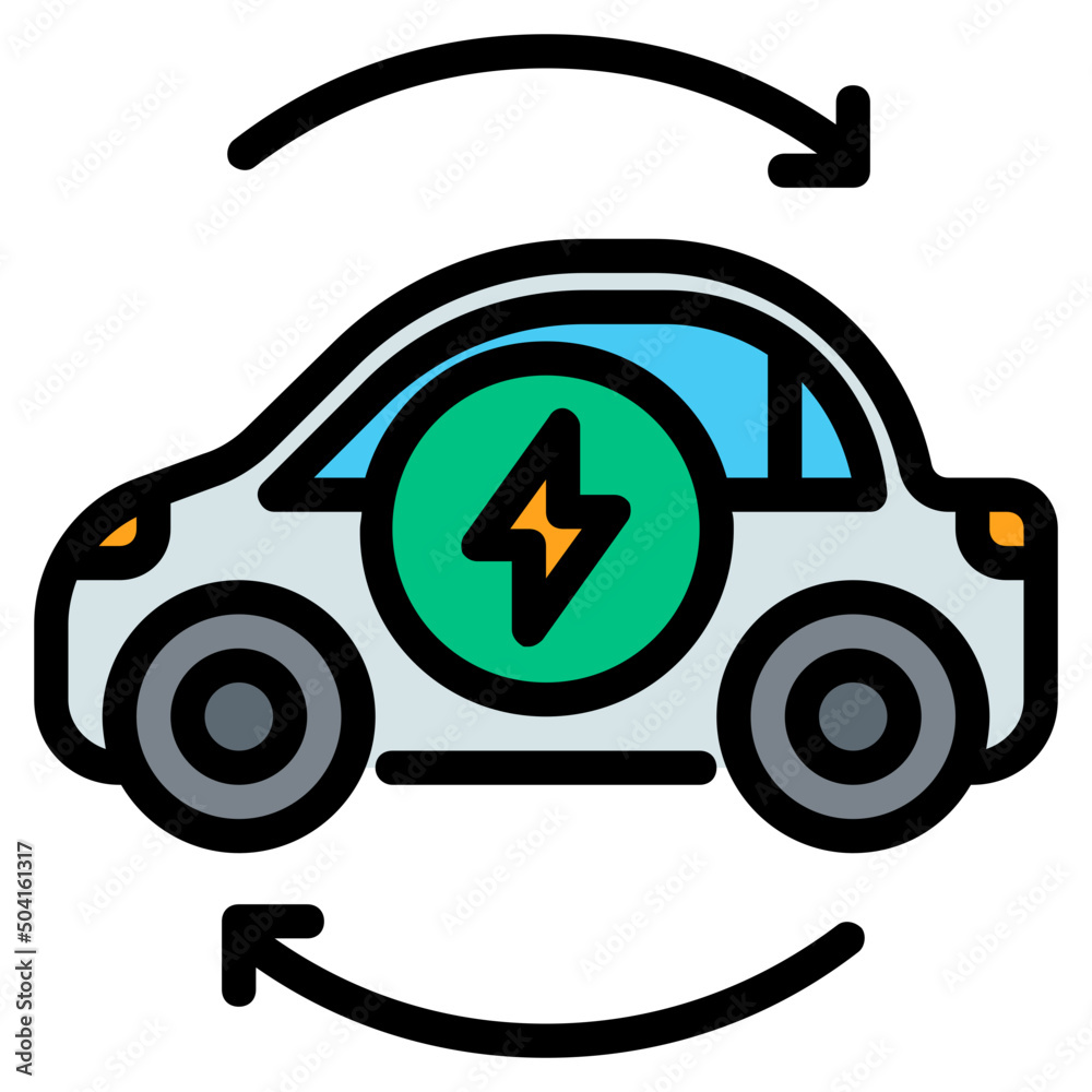 battery renewable Color line icon battery renewable Color line icon