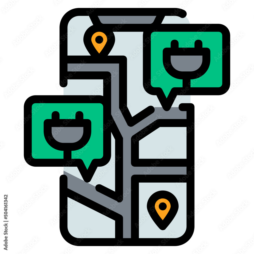 ev charging stations Color line icon ev charging stations Color line icon