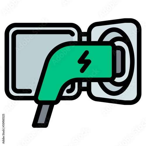 ev charger cable Color line icon