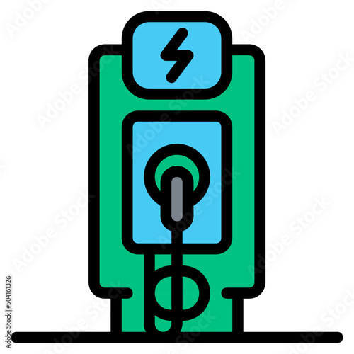 electric charge station Color line icon