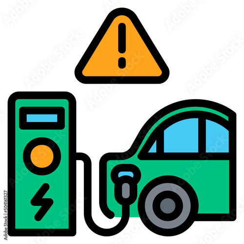 electric charge station Color line icon