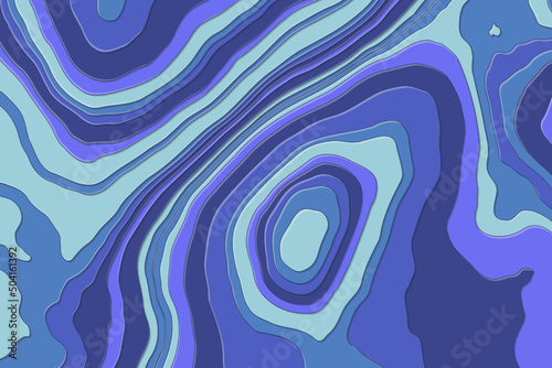 Violet, blue paper cut topographic map vector background. Abstract geometric lines art illustration