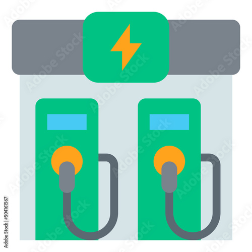 electric charge station flat icon