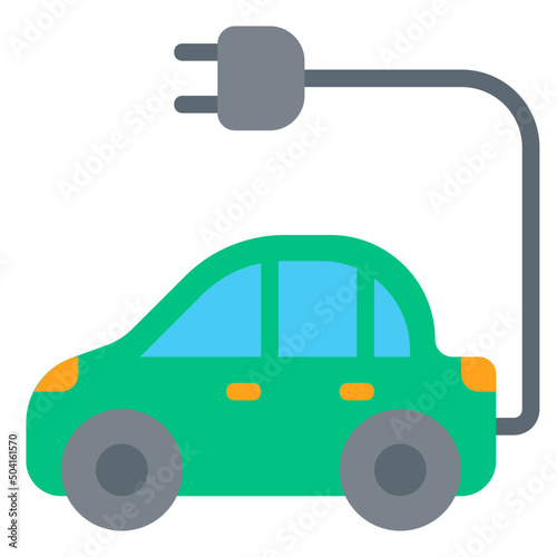 electric vehicle flat icon