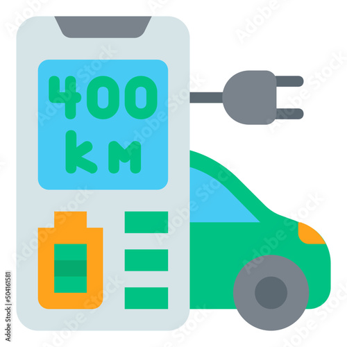 electric car driving flat icon