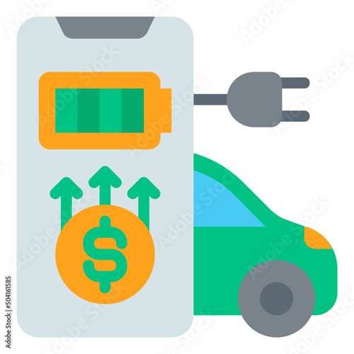 electric car payment  flat icon