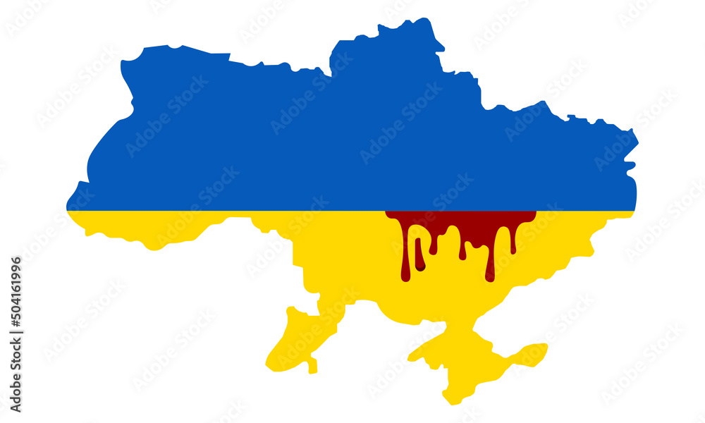 Ukrainian flag in the blood. Revolution in Ukraine