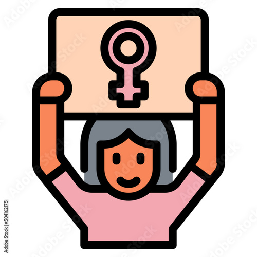 feminist activist Color line icon