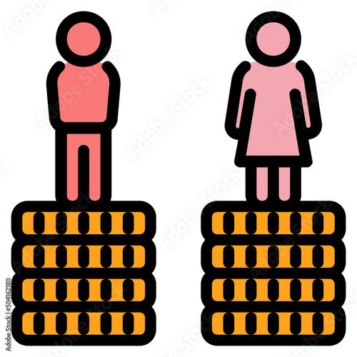 equal pay Color line icon