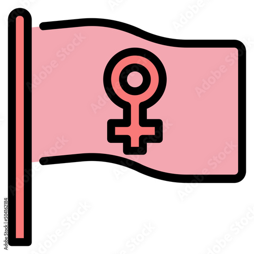 woman flag Color line icon