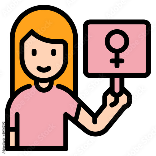 feminism movement Color line icon