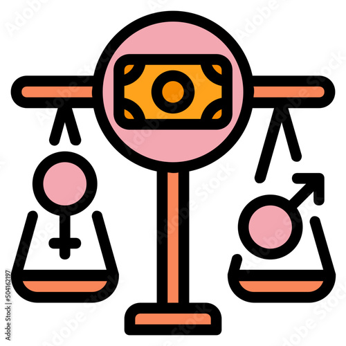 equal pay Color line icon