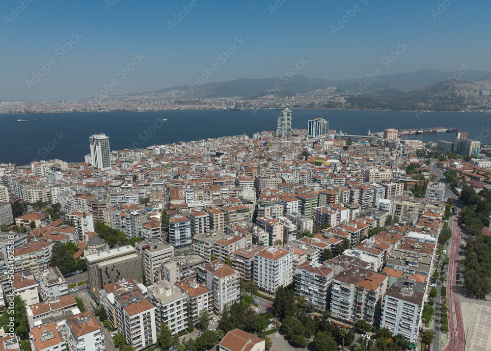 Izmir City Centre Drone Photo, Aegean Region/Konak Square Izmir, Turkey