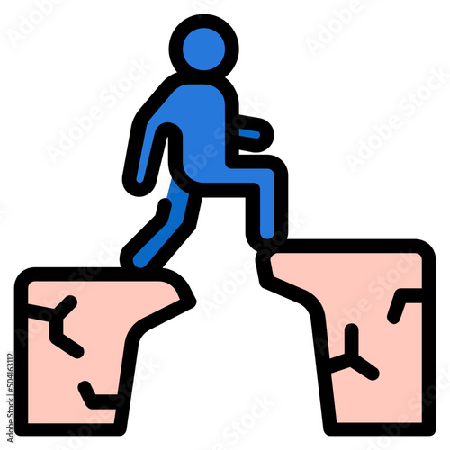 overcome fear Color line icon