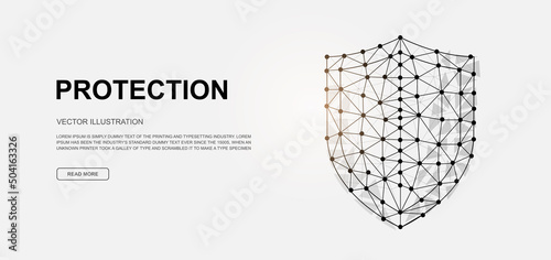 Shield 3d low poly symbol for landing page template. Antivirus design illustration. Polygonal Cyber security illustration for homepage design.