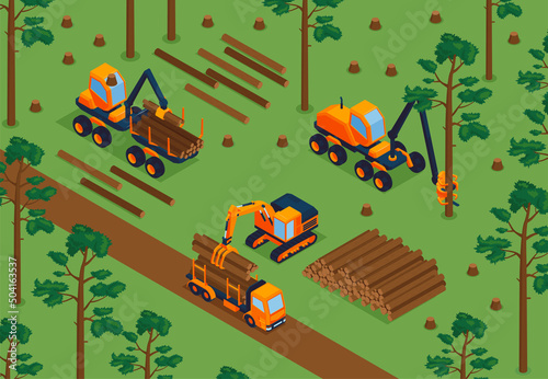 Isometric Sawmill Illustration