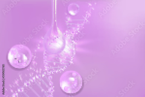 Hyaluronic acid hair and skin solutions ad, pink collagen serum drop with cosmetic advertising background ready to use, illustration vector.