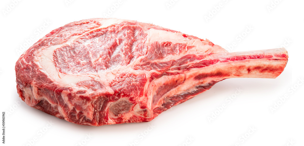 Raw Tomahawk beef steak isolated on white background, Tomahawk beef steak on white background With clipping path. Raw Tomahawk beef steak isolated on white background, Tomahawk beef steak on white background With clipping path.