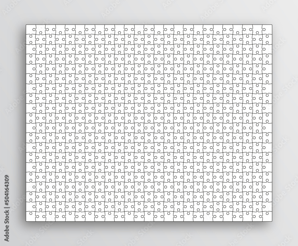 Vecteur Stock Large puzzle cutting template. Big jigsaw outline grid.  Scheme of thinking game. Modern background with 500 shapes. Simple frame  tiles with mosaic details. C. Vector illustration. | Adobe Stock