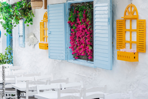 Alacati Streets in the Summer Season, Cesme Izmir, Aegean Region, Turkey photo