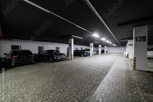 large new clean car park in the house