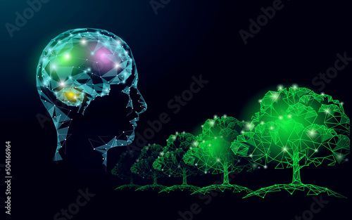 3D human mind mental health. Mood support drug therapy medical care. Psychologist coach session solution medicine science banner vector illustration