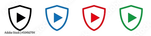 Free Download Play, secured, shield icon, Vector illustration - GFXLoad