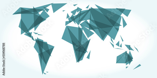 Abstract world map with geometric shapes. Vector illustration.