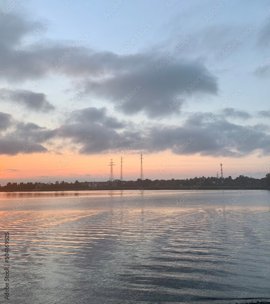 sunset over the river