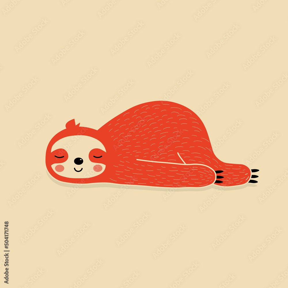 Foto Little bright sloth is resting or sleeping