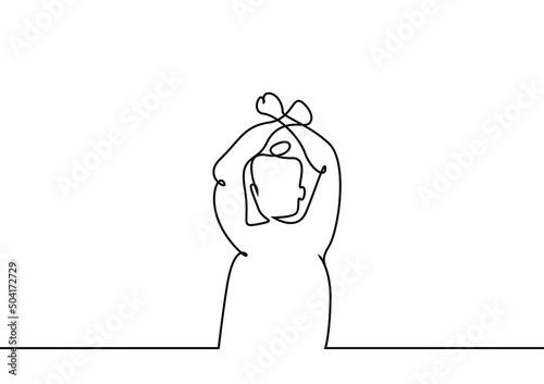 a protester woman raises her hands up