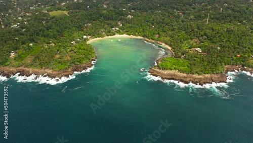 Wallpaper Mural Top view of beach in the bay, a place for surfing. Hiriketiya beach, Sri Lanka. Torontodigital.ca