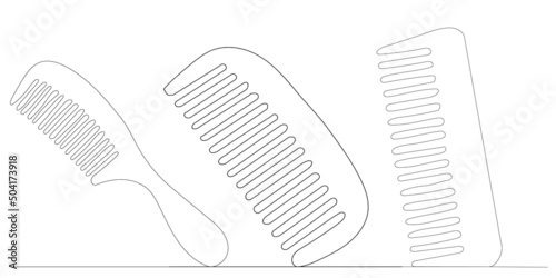 combs drawing by one continuous line, vector