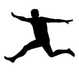 man jumping silhouette, on white background, isolated