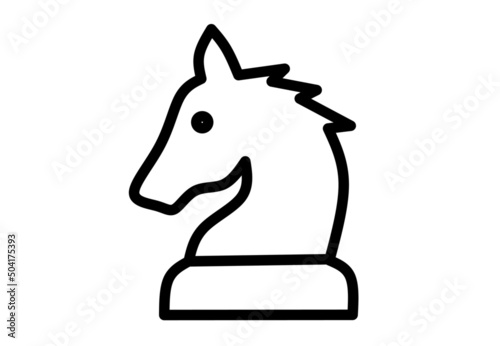 outline of khight chess piece on white background