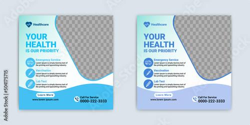 Medical Healthcare Social Media Post Template. Vector	
