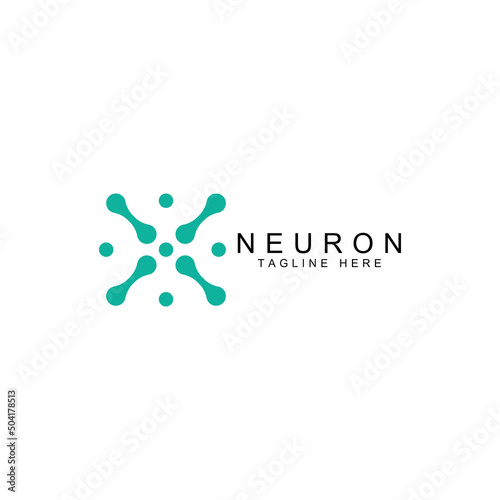 Neuron logo or nerve cell logo with concept vector illustration template.