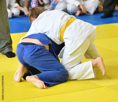 Boys compete in Judo