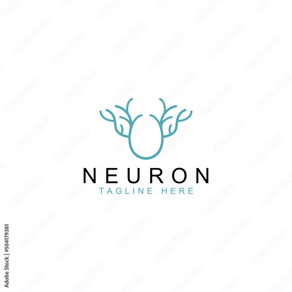 Fototapeta premium Neuron logo or nerve cell logo with concept vector illustration template.