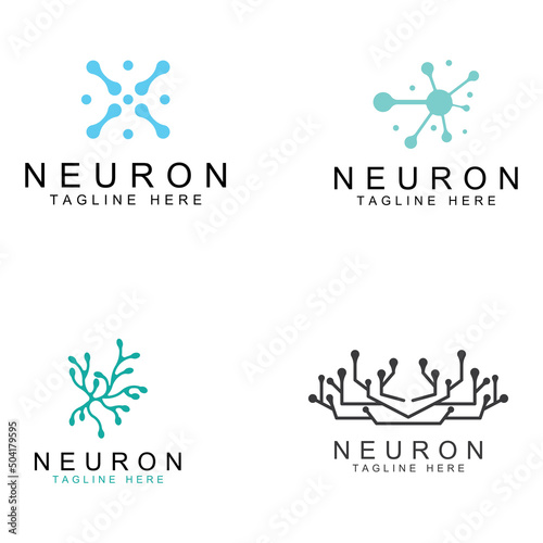 Neuron logo or nerve cell logo with concept vector illustration template.
