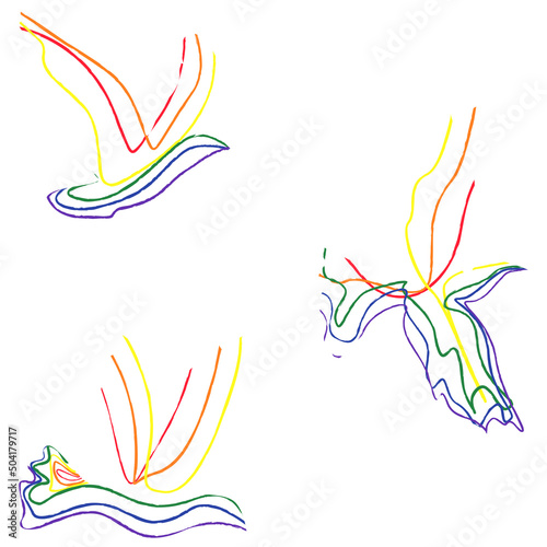 Rainbow bird of freedom.The symbol of LGBT. vector