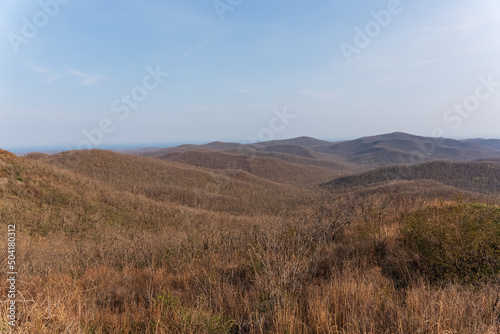 spacious green, yellow fields and mountains © Вера Щербакова