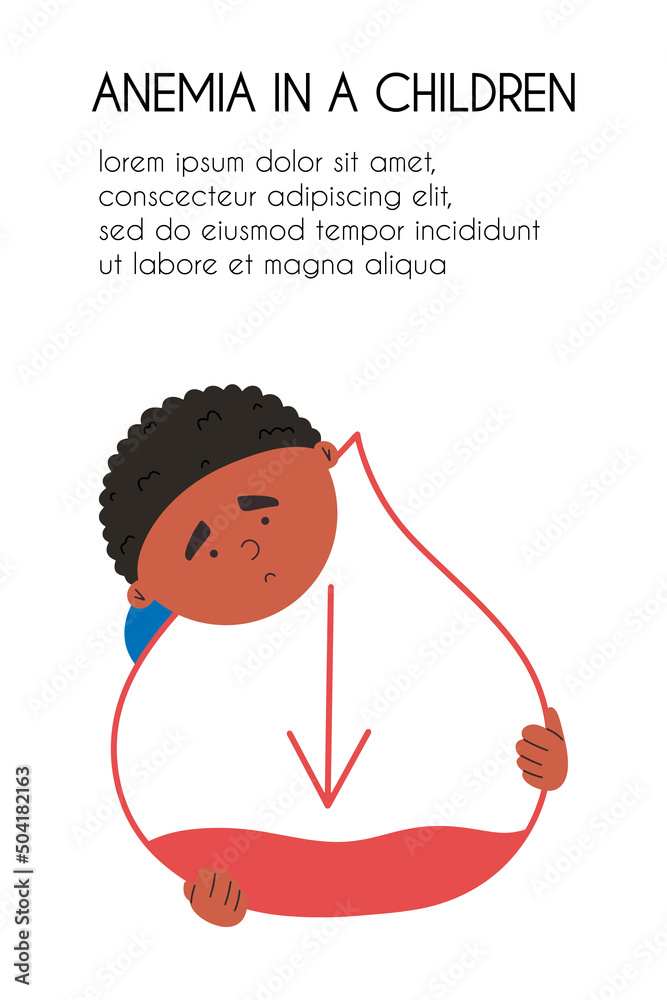 The child suffers from hypoglycemia. A teenager with symptoms of low blood sugar. Vector illustration in flat style The child suffers from hypoglycemia. A teenager with symptoms of low blood sugar. Vector illustration in flat style